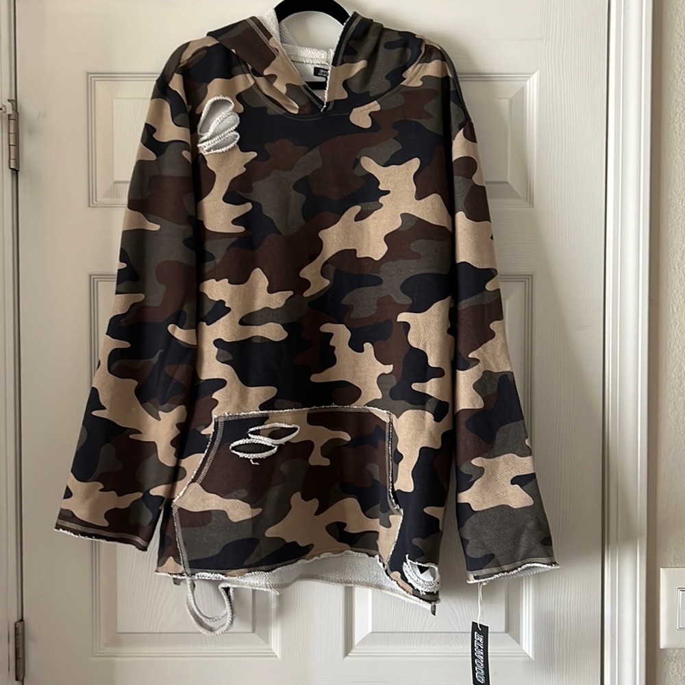 MEN’S NWT ELWOOD DISTRESSED CAMOUFLAGE HOODIE XXL
